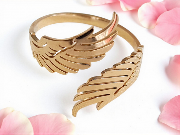 bague ailes d'ange acier inoxydable